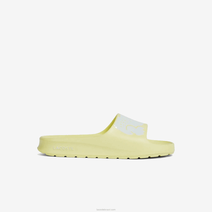 Lacoste slides de alça de logotipo sintético croco 2.0 mulheres amarelo claro e branco 241 88BL2759 - Image 1