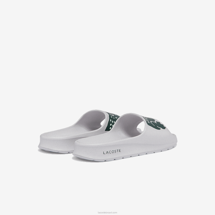 Lacoste slides de impressão sintética croco 2.0 mulheres branco e verde escuro 1r5 88BL2697 - Image 3