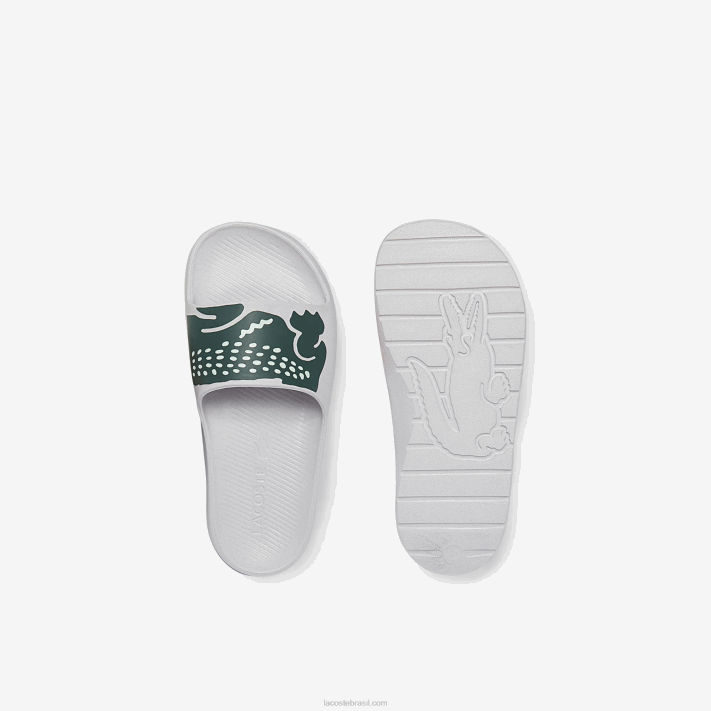 Lacoste slides de impressão sintética croco 2.0 mulheres branco e verde escuro 1r5 88BL2697 - Image 4