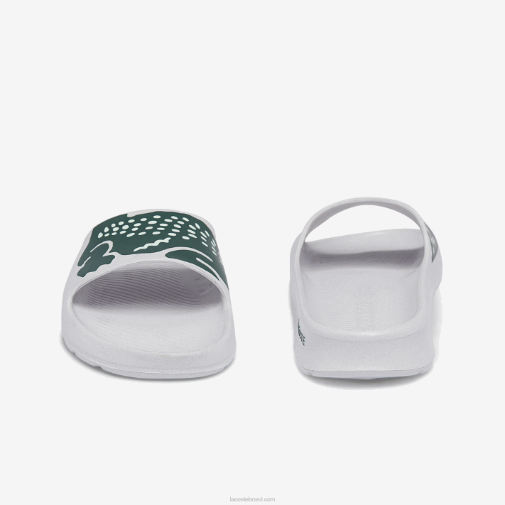 Lacoste slides de impressão sintética croco 2.0 mulheres branco e verde escuro 1r5 88BL2697 - Image 5