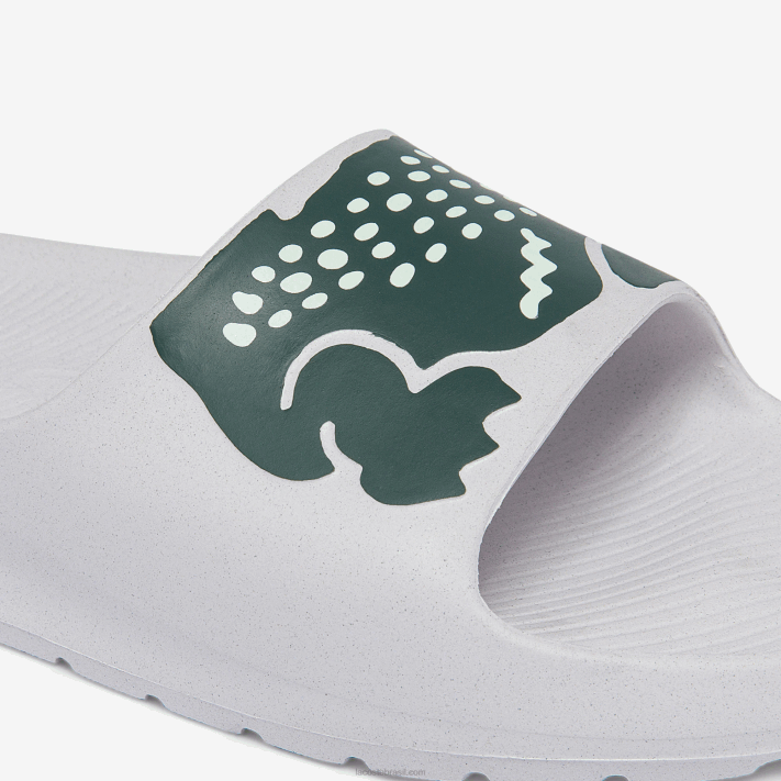 Lacoste slides de impressão sintética croco 2.0 mulheres branco e verde escuro 1r5 88BL2697 - Image 6