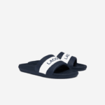 Lacoste slides de logotipo têxtil croco homens marinho e branco 092 88BL1775 - Image 2