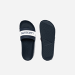 Lacoste slides de logotipo têxtil croco homens marinho e branco 092 88BL1775 - Image 4