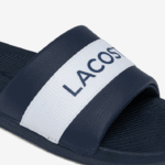 Lacoste slides de logotipo têxtil croco homens marinho e branco 092 88BL1775 - Image 6