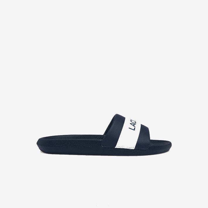 Lacoste slides de logotipo têxtil croco homens marinho e branco 092 88BL1775 - Image 1