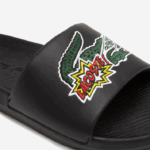Lacoste slides sintéticos croco homens preto 02h 88BL1761 - Image 5