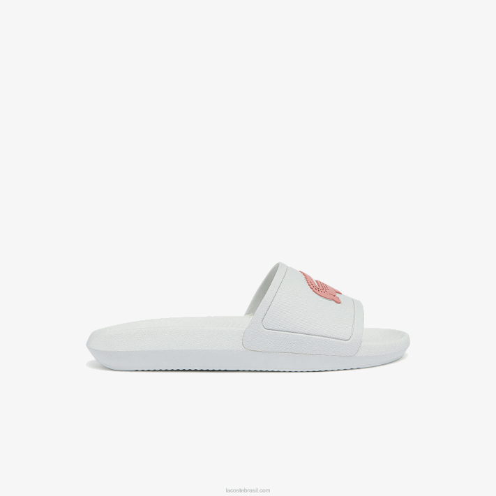 Lacoste slides sintéticos repelentes de água croco mulheres branco e rosa claro 1a9 88BL2702 - Image 1