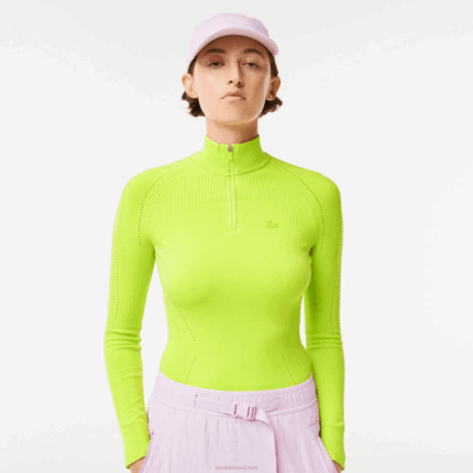 Lacoste suéter com zíper mulheres amarelo 90v 88BL2645