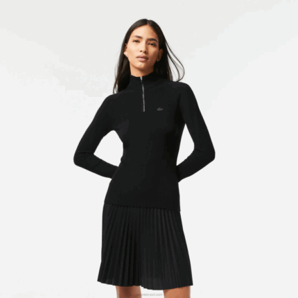 Lacoste suéter com zíper mulheres preto 031 88BL2646
