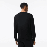 Lacoste suéter de algodão orgânico com decote em V homens preto 031 88BL1323 - Image 3