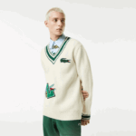Lacoste suéter de distintivo cômico homens branco verde x0n 88BL1377