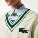 Lacoste suéter de distintivo cômico homens branco verde x0n 88BL1377 - Image 4