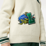 Lacoste suéter de distintivo cômico homens branco verde x0n 88BL1377 - Image 5