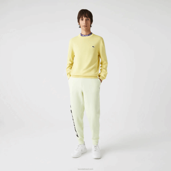 Lacoste suéter de gola redonda de algodão orgânico homens amarelo 107 88BL1617 - Image 1