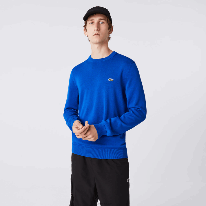 Lacoste suéter de gola redonda de algodão orgânico homens azul k1q 88BL1491 - Image 2