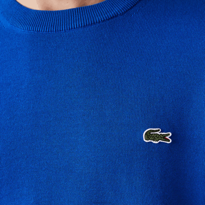 Lacoste suéter de gola redonda de algodão orgânico homens azul k1q 88BL1491 - Image 5