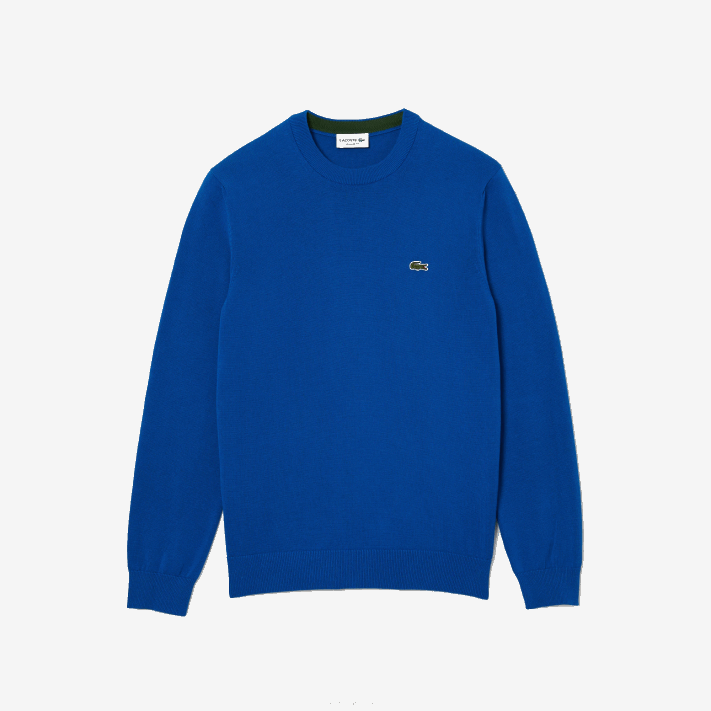 Lacoste suéter de gola redonda de algodão orgânico homens azul k1q 88BL1491 - Image 6