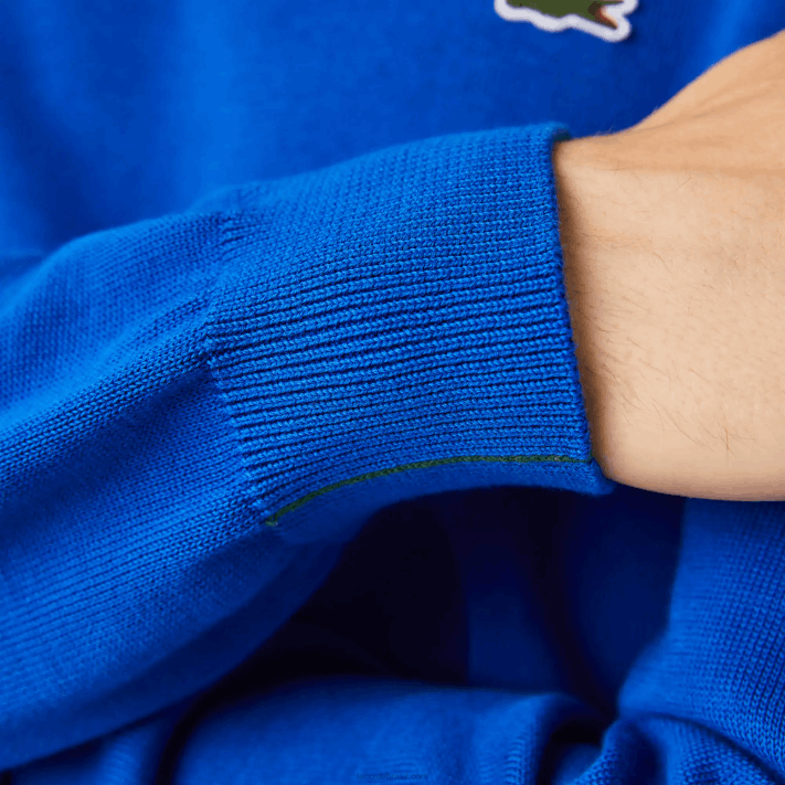 Lacoste suéter de gola redonda de algodão orgânico homens azul k1q 88BL1491 - Image 7