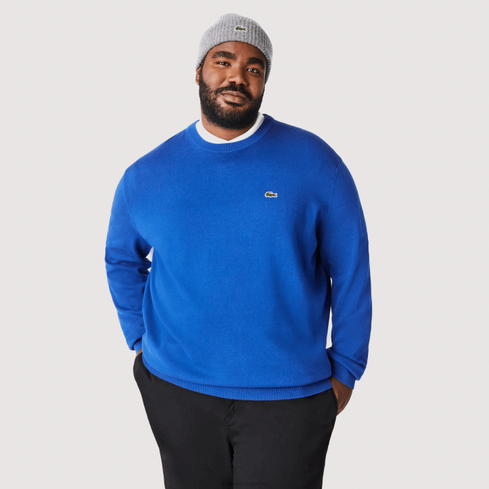 Lacoste suéter de gola redonda de algodão orgânico homens azul k1q 88BL1491 - Image 9