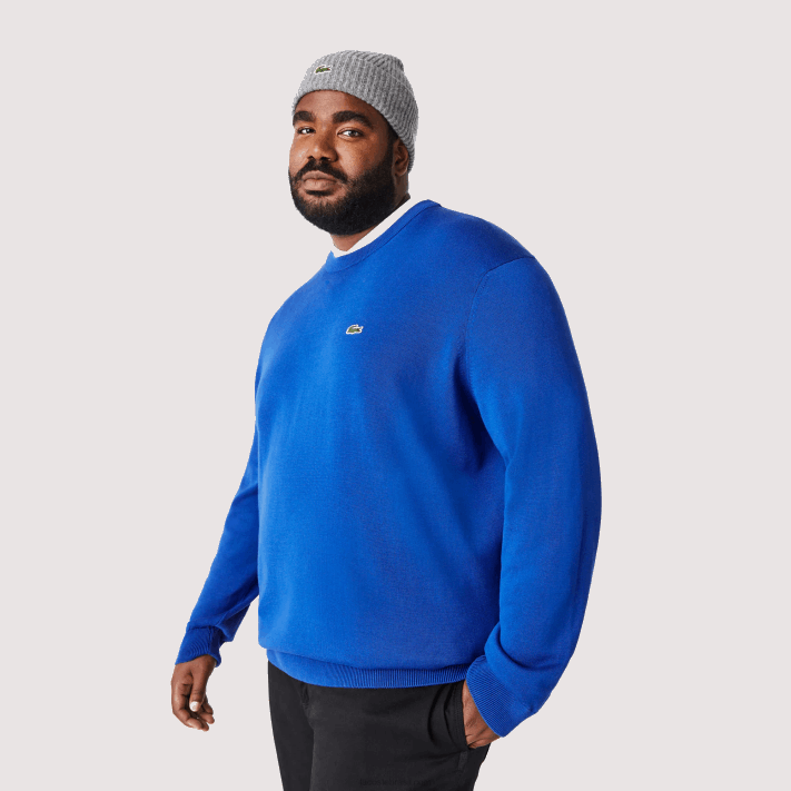 Lacoste suéter de gola redonda de algodão orgânico homens azul k1q 88BL1491 - Image 10