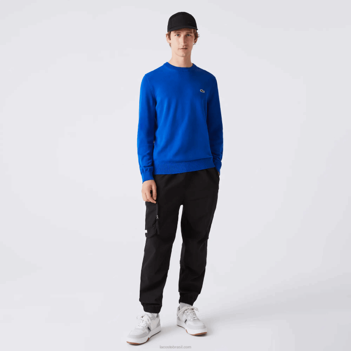 Lacoste suéter de gola redonda de algodão orgânico homens azul k1q 88BL1491 - Image 1