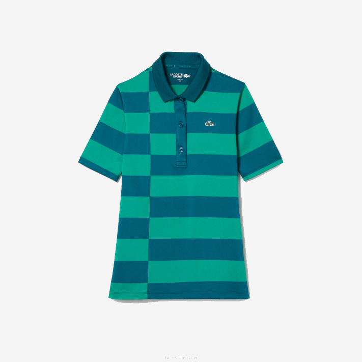 Lacoste suéter de golfe de jérsei listrado esportivo mulheres verde kxd 88BL2489 - Image 5