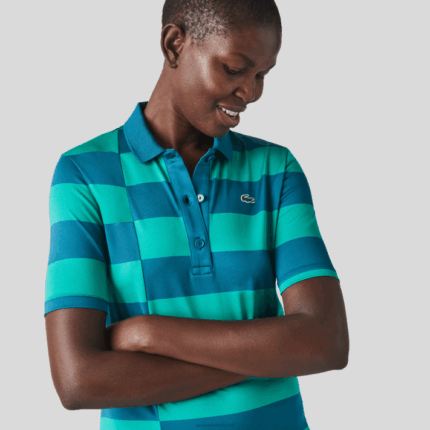 Lacoste suéter de golfe de jérsei listrado esportivo mulheres verde kxd 88BL2489