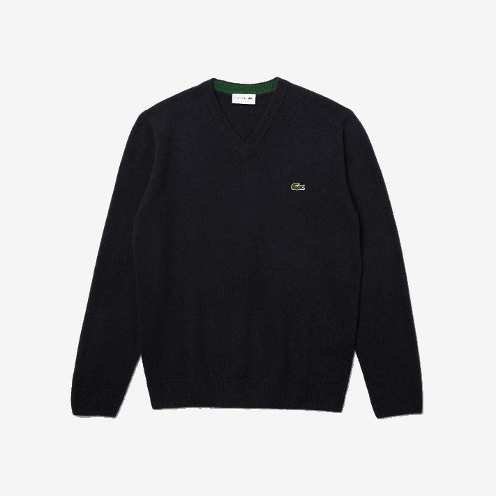Lacoste suéter de lã com decote v homens azul marinho 166 88BL1555 - Image 3