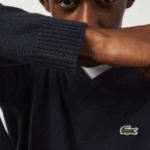 Lacoste suéter de lã com decote v homens azul marinho 166 88BL1555 - Image 4