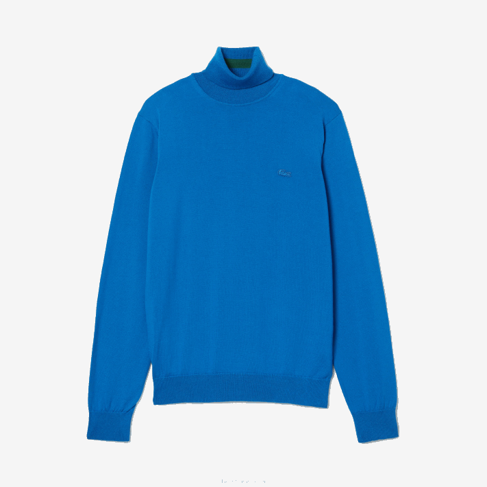 Lacoste suéter de lã merino gola alta homens azul k1q 88BL1594 - Image 4