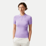 Lacoste suéter de malha com zíper mulheres gfu roxo 88BL2637