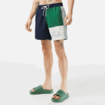 Lacoste sunga de poliéster reciclado colorblock homens azul marinho verde branco ast 88BL520 - Image 2