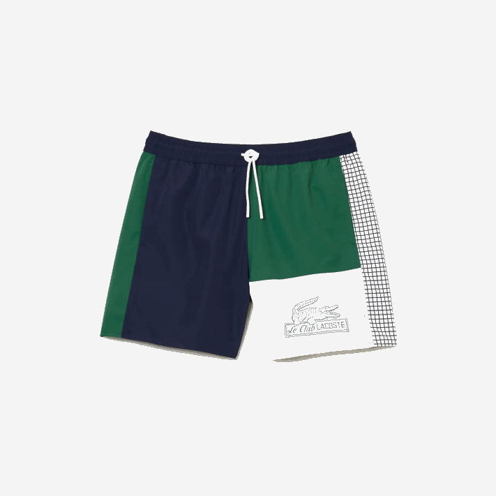 Lacoste sunga de poliéster reciclado colorblock homens azul marinho verde branco ast 88BL520 - Image 4