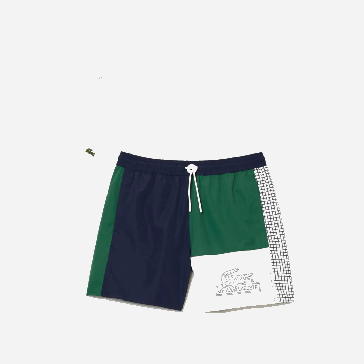 Lacoste sunga de poliéster reciclado colorblock homens azul marinho verde branco ast 88BL520 - Image 5