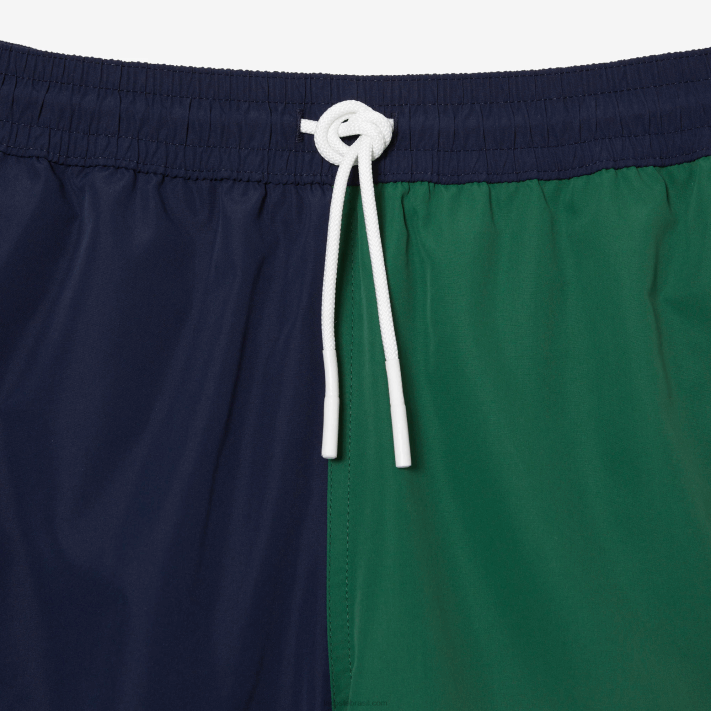 Lacoste sunga de poliéster reciclado colorblock homens azul marinho verde branco ast 88BL520 - Image 7