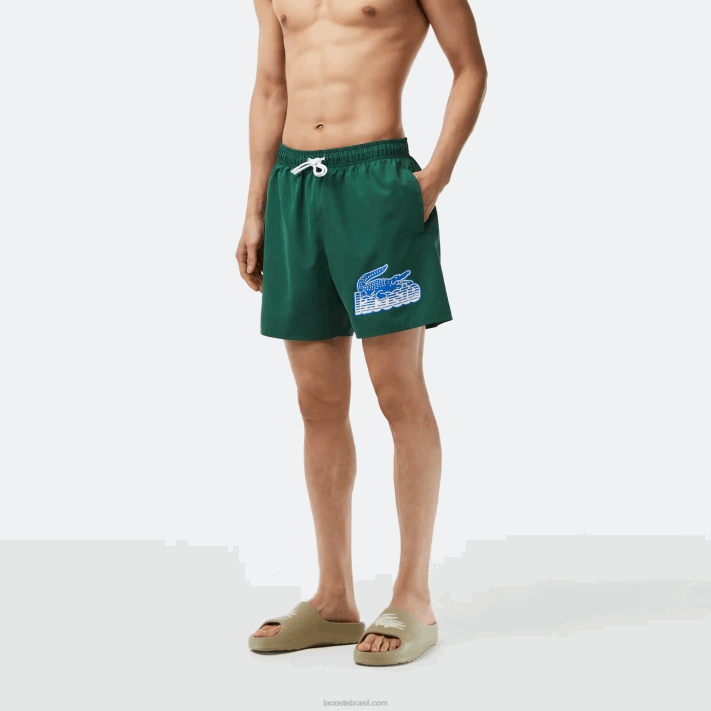 Lacoste sunga de secagem rápida com bolsa de viagem homens verde 132 88BL519 - Image 2