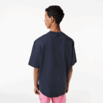 Lacoste t-shirt com estampa de jérsei de algodão solto homens kxe azul 88BL146 - Image 3