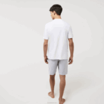 Lacoste t-shirt de algodão de gola redonda de crocodilo de veludo homens branco verde 7wj 88BL1343 - Image 3