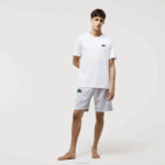 Lacoste t-shirt de algodão de gola redonda de crocodilo de veludo homens branco verde 7wj 88BL1343 - Image 4