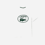 Lacoste t-shirt de algodão de marca tom sobre tom de ajuste relaxado homens branco verde 737 88BL132 - Image 4