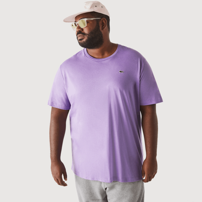 Lacoste t-shirt de jérsei de algodão xl gola redonda homens gfu roxo 88BL829 - Image 2