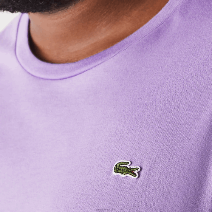 Lacoste t-shirt de jérsei de algodão xl gola redonda homens gfu roxo 88BL829 - Image 4
