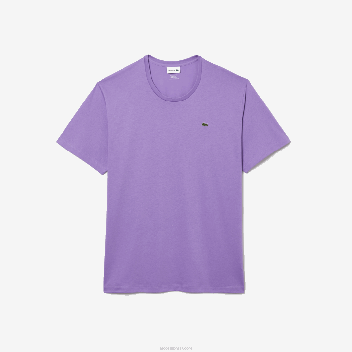 Lacoste t-shirt de jérsei de algodão xl gola redonda homens gfu roxo 88BL829 - Image 5