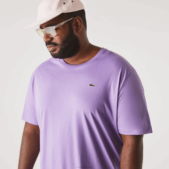 Lacoste t-shirt de jérsei de algodão xl gola redonda homens gfu roxo 88BL829 - Image 1