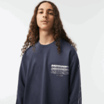 Lacoste t-shirt de manga comprida em jérsei de algodão solto homens kxe azul 88BL176 - Image 2