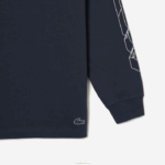 Lacoste t-shirt de manga comprida em jérsei de algodão solto homens kxe azul 88BL176 - Image 5