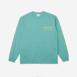 Lacoste t-shirt de manga comprida em jérsei de algodão solto homens verde 3a4 88BL177 - Image 4