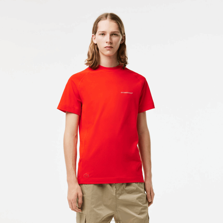 Lacoste t-shirt em piquê de algodão orgânico slim fit homens vermelho s5h 88BL121 - Image 1