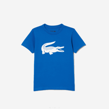 Lacoste t-shirt oversized croc camisa técnica de tênis esportivo crianças azul branco lux 88BL3157