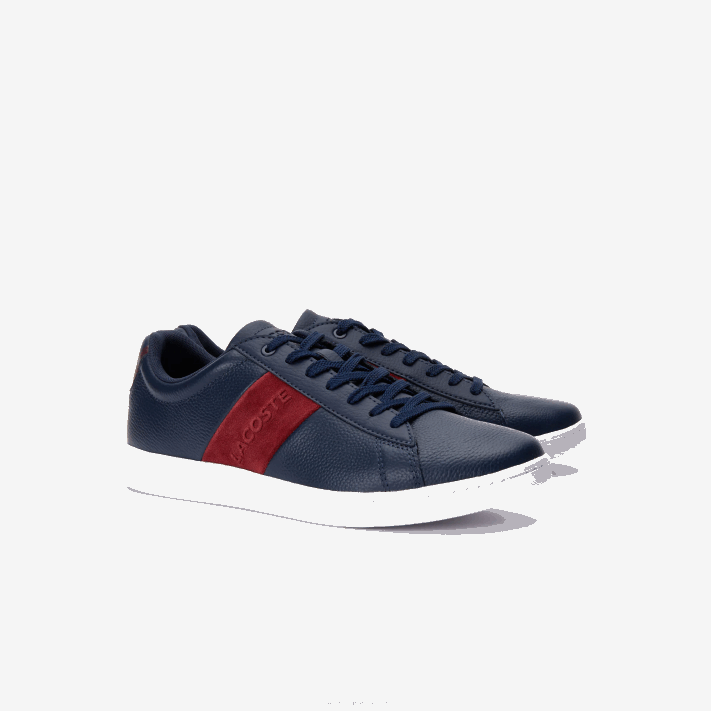 Lacoste tênis carnaby evo couro e camurça homens marinho e vermelho escuro 5a5 88BL1717 - Image 2